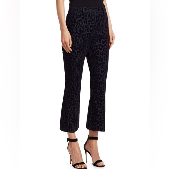 DEREK LAM Velvet Leopard-Print Crop Flare Pants NWOT - Picture 2 of 9